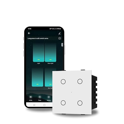 AZIOT Smart Wi-fi Modular 4 Gang Premium Touch Switch (6 Amps Eac...
