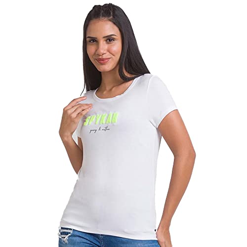 Image of Spykar Women's Cotton Printed Slim Fit T-Shirt