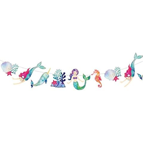 Mermaid and Narwhal - Garland | Mermaid Party Bunting | Under The Sea, Ocean, Summer Theme Birthday Celebration | Watercolor Illustration Cover