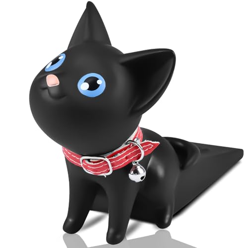 Cute Cat Door Stopper Decorative Non-Slip Floor Protector - Scratch Resistant Door Wedge Holder for Hardwood Tile Carpet All Floor Types Safe Creative Pet Friendly Design