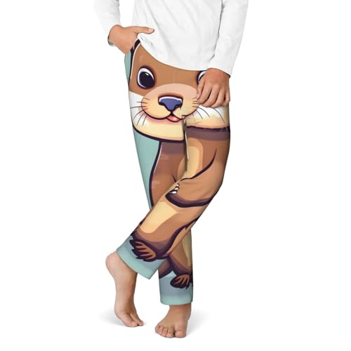 Cartoon Cute Otters print Pajama Pants Soft Micro PJ Bottoms Sleepwear Lounge Pants Comfortable Printed Design4