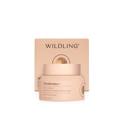 WILDLING Moonbounce 2% Bioretinol Plumping Moisturizer I Rock Samphire, Irish Sea Moss, Marshmallow Root, Moonstone I Hydrates, Boosts Elasticity, Firms I 99.5% Natural, Vegan, Cruelty Free (1.7fl oz)