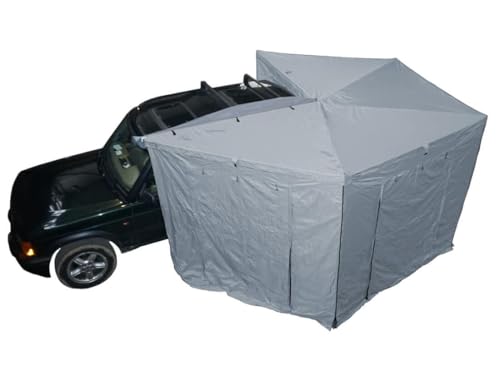 Prime Tech | Seitenwände für 270° Markise Prime Wing | 6-teiliges Set in Grau | Mit Fliegengitter & Reißverschlüssen | Erweiterung für Fahrzeugmarkise | Schutz vor Insekten & Wetter