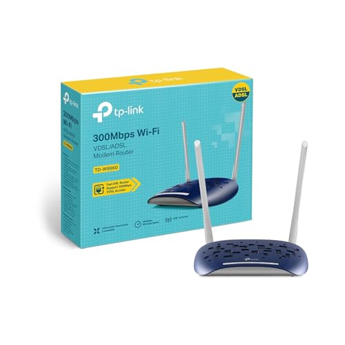 TP-Link TD-W9960 300 Mbps Wireless N VDSL/ADSL Modem Router,6kV Lightning Protection,2 Omni Directional Antennas,Compatible With VDSL2/ADSL2+/ADSL2/ADSL, 4 LAN Ports,TP-Link Tether App,Easy