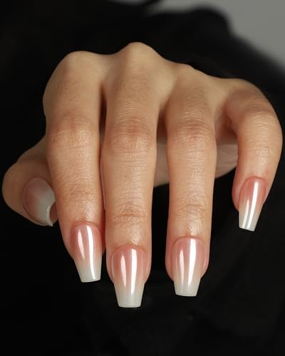 SUPNAIL 16 Sizes Coffin Press on Nails Chrome Ombre Reusable