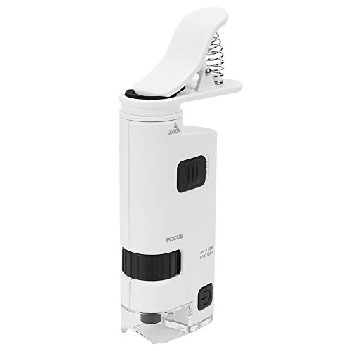 Image of 80-120X LED Cell Phone Microscope, Portable Microscope Mini Mobile Phone Lens Magnifier with Magnifying Clamp for Industrial Jewelry and Circuit Board Applications