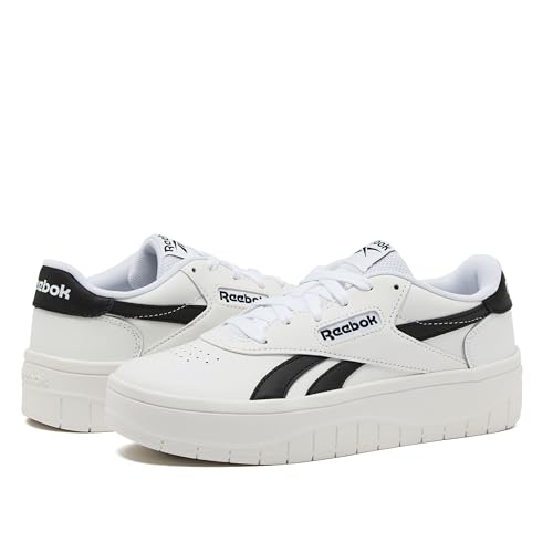 Reebok Court Advance Surge Platform Womens Sneakers, Fashion Tennis Shoes for Women, White/White/Black, 7.5