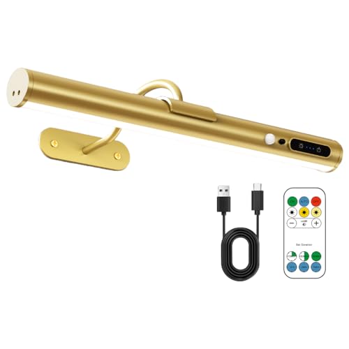 bravzurg Bilderleuchte Kabellos mit Bewegungsmelder, LED Akku Wandleuchte Innen Ohne Stromanschluss mit Fernbedienung, Dimmbar Magnet Kabellose Wandlampe, Bildbeleuchtung für Wand Dartscheibe Spiegel