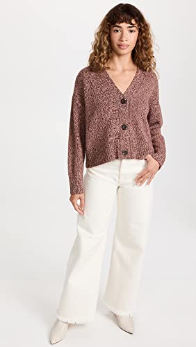Monrow Women's Marled Oversized Cardigan, Pomegranate, Pink, Brown, Xl #TOP4