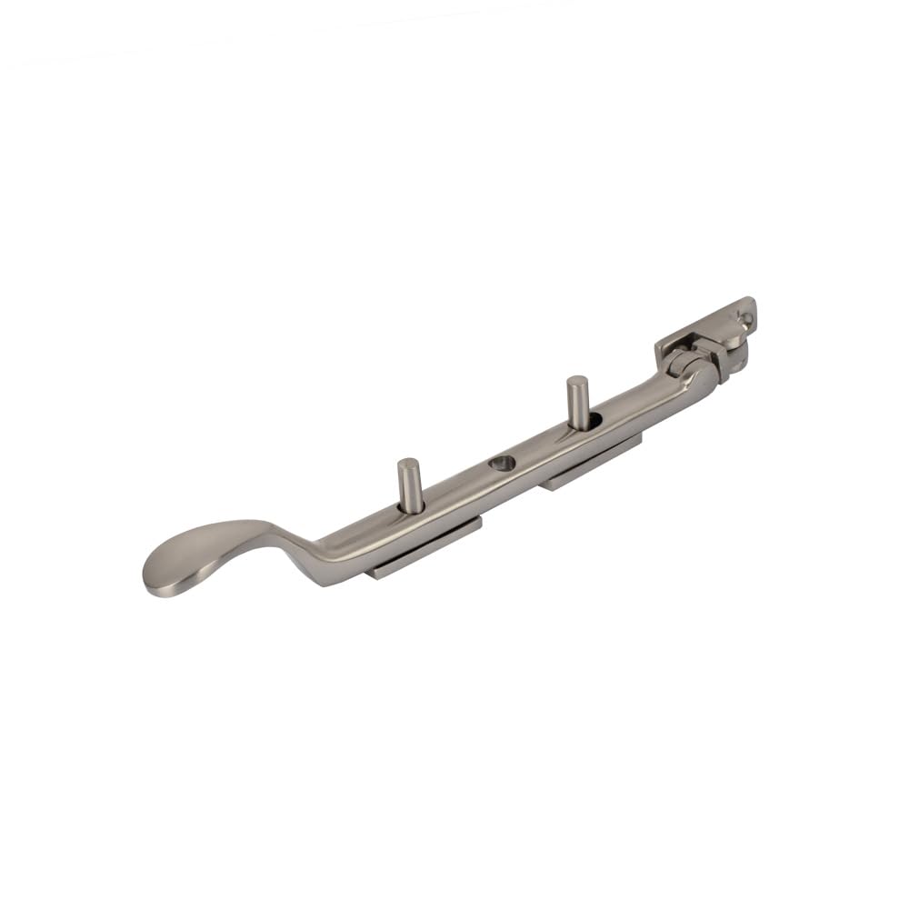 Dart Solid Cast Brass Metal Classic Victorian Spoon End Casement Window Stay - Satin Nickel (8 Inch)
