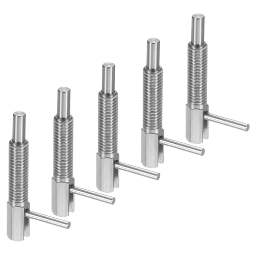 sourcing map 5 pasadores retráctiles de émbolo de indexación, M8 L, émbolo de resorte de acero inoxidable, pasador de bloqueo telescópico para maquinaria de construcción naval