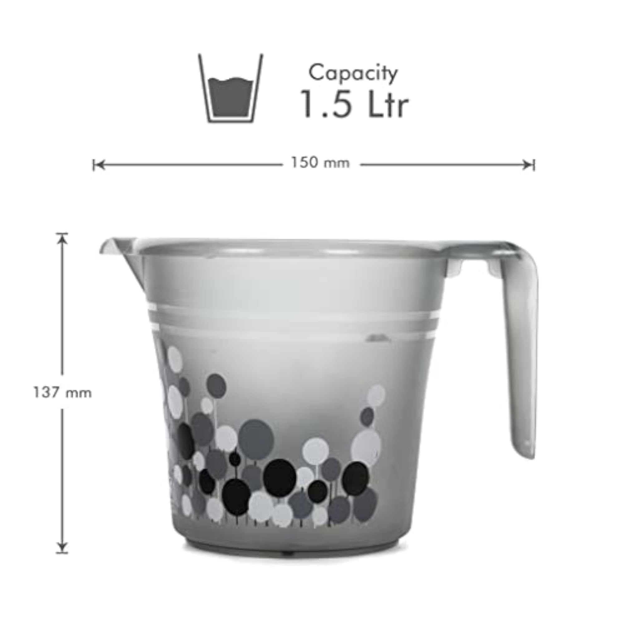 Plastic Bathroom Set of 5 with Bubble Print, Smokey