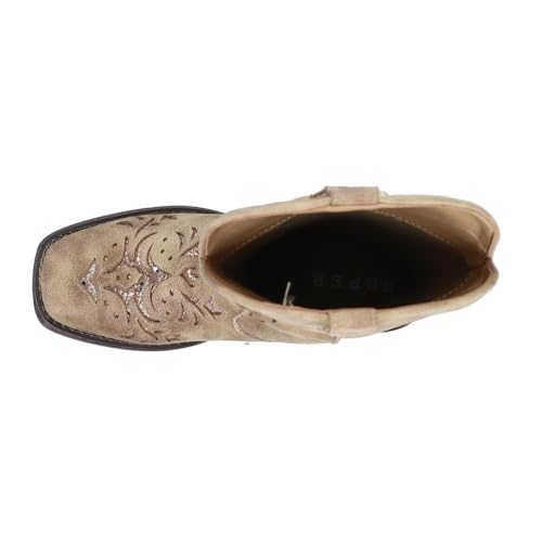 Image of ROPER Womens Kennedy Glitter Tooled Inlay Square Toe Pull On Casual Boots Mid Calf Low Heel 1-2 inch