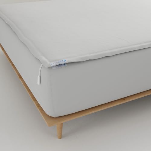 Image of QuickZip Fitted Plus Spare Bundle: 1 Fitted Sheet (Base + Zip Sheet) & 1 Zip Sheet - Easy to Change, Won't Pop Off - Soft Percale 400 TC 100% Cotton - 15 inch Deep Pockets RV King Size - Misty Gray