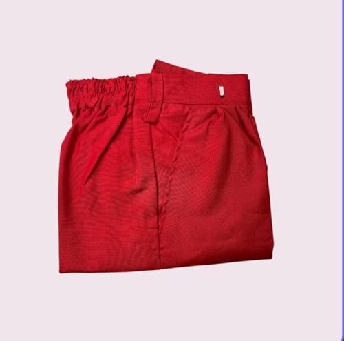 Image of School Uniform red Trousers for Boys and Girls, Formal Regular-Fit School Pants, Comfortable, Durable Fabric for Daily School Wear. 3-4 Years