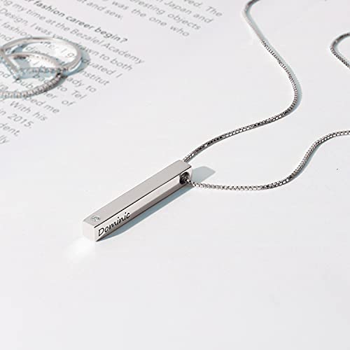 OAK & LUNA - Personalized Pillar Bar Necklace with Diamond Options - Custom Inscription Engraved Pendant - Up to 4 Names - Jewelry Gift for Women, Her, Mother For Mother's Day, Christmas3