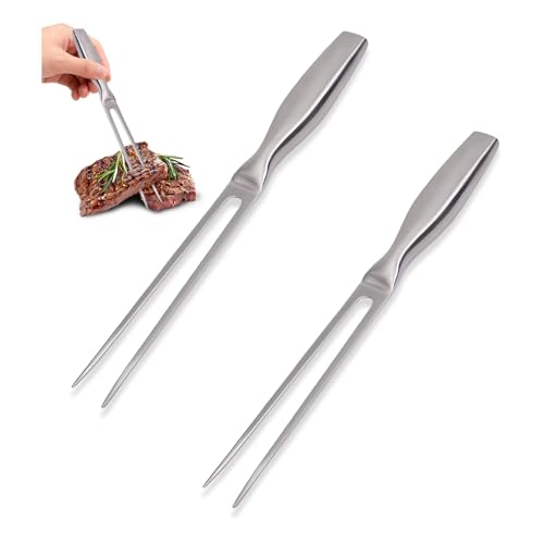 HMCEY 2 Pezzi Forchettone da Cucina in Acciaio Inox 27 CM,Forchettone Barbecue,Forchetta Carne Con Manico,Forchetta per Arrosti,Forchette per Marshmallow,forchettas da Tostatura per Campeggio,Cucina
