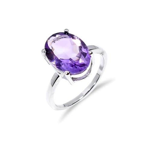 Bague de fiançailles améthyste en argent 925 de prestige