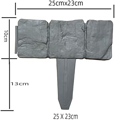 MEETOZ Garden PP Fence Edging - 10Pcs Home Garden Border Plastic Stone Edging for Lawn Yard, Flower Plant Bed, DIY Landscape Decoration - Image 2