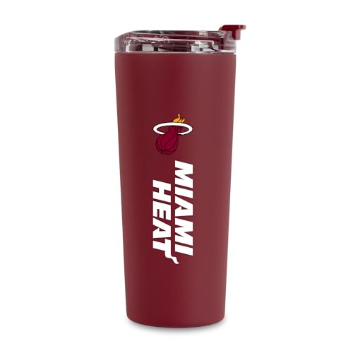 Image of Rico Industries NBA Basketball Miami Heat Maroon 24oz Stainless Steel Tumbler with Lid and Dual Functioning Lid