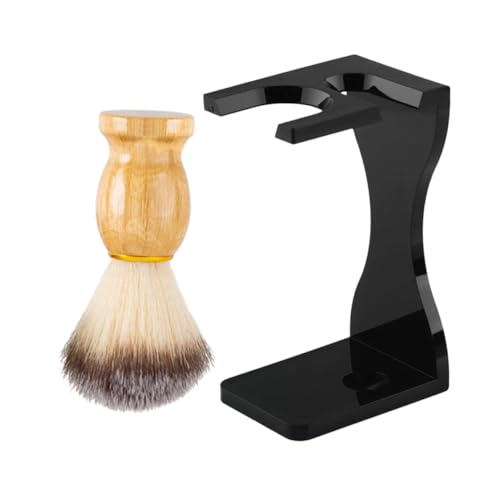 Generic 1 Set Shaving Set Shaving Brush and Stand Barber Hair Removal Brush Mens Black Suits Acrylic Brush Stand Shaving Brushes for Men Jack Razor Third Gear Man Wood Electric Clippers