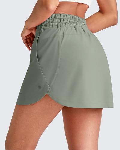 Image of G4Free A Line Golf Skirts for Women 15'' Elastic High Waisted Tennis Skorts Soft Casual Athletic Inner Shorts 4 Pockets