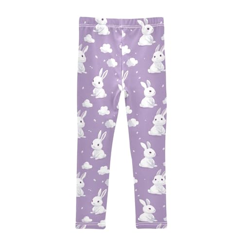 Purple Bunny Rabbit Girls Leggings Ultra Soft Compression Yoga Gym Pants for Kids 4-10T2