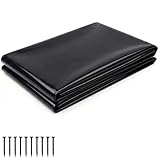 mawmuaw Teichfolie 2x2 M, HDPE Teichfolien Schwerlast Teich Folie 0.2mm Stärke Dichtungsfolie Flexibel Teichmembran Schwarz Schwimmteich Folie für Teich Gärten Fischteiche Wasserfall Brunnen