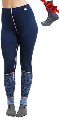 Merino Wool Base Layer Women Pants 100% Merino Wool Leggings Heavyweight, Midweight, Lite Thermal Underwear Bottom and Socks