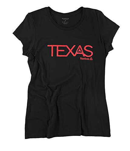 T-shirt Reebok Texas femme noir L doté d'un grand imprimé graphique original