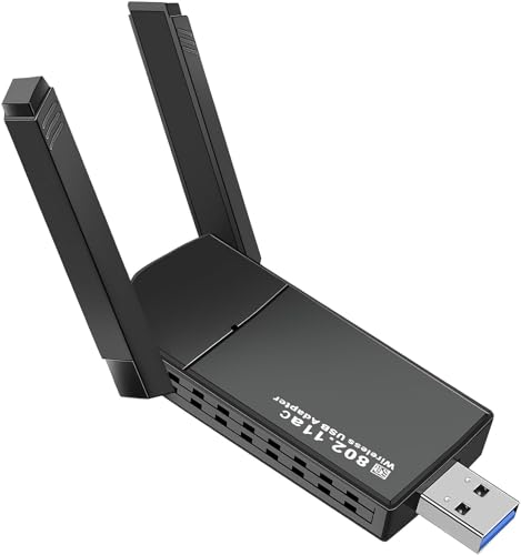 USB WLAN Stick, USB WiFi Adapter, 1300Mbps 802.11ax USB 3.0 WLAN Adapter 5GHz Dual Band Internet Stick with 5dBi Antenna for PC/Desktop/Laptop