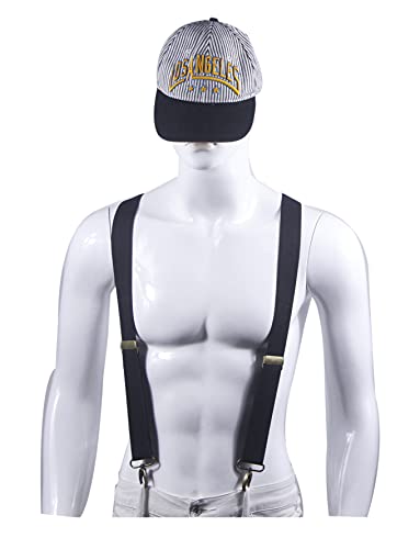 Doloise Men’s Heavy Duty Belt Loops X Back 1.4 Inch Suspenders With 4 Snap Hooks #TOP1