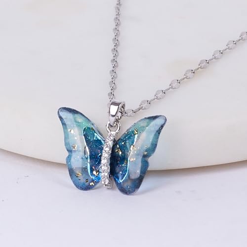 Salty Vibrant Blue Winged Butterfly Beauty Pendant Necklace for Women & Girls | Neck Chain | Locket | Fancy & Stylish | Modern Design | Birthday & Special Occassion Gift |... - Image 3