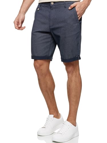 Indicode Herren Cuba Chino Shorts mit 5 Taschen aus Baumwollgemisch | Bermuda Sommershorts für Männer Indigo Blue, M