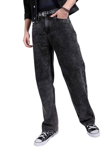 Image of The Indian Garage Co Men Baggy Solid Mid-Rise Stretchable Jeans