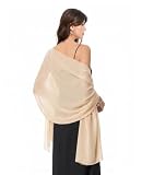 Baoqiya Women's Shawls and Wraps for Evening Dress Chiffon Shawl Soft Elegant Silky Pashmina Wedding Bridal Scarf (Champagne, Length(79') * Width(19'))