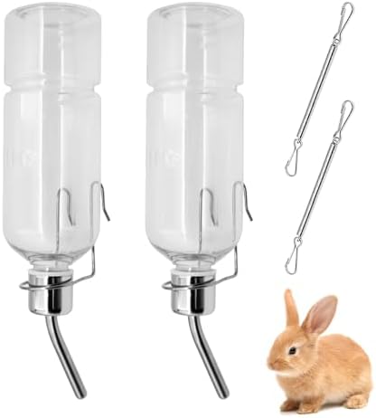 2 Piezas Bebedero Conejo, 350ml Antigoteo Botellas de Agua para Roedores, Colgando Botella de Bebedero Colgante, para Mascotas Roedores Animales Pequeños Chinchillas Hamster