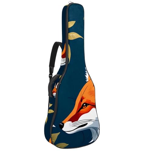 Housse pour guitare acoustique étanche 42.9" avec motif renard et poche accessoires