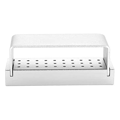 Disinfection Box - Disinfection Case Burs Block Holder Dental Autoclavable Box for Dentist Tool 30 Holes(Silver) Cover