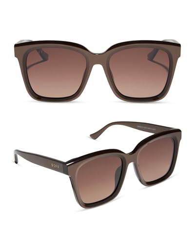 DIFF Meredith Designer Oversized Square Sunglasses for Women UV400 Polarized Protection
