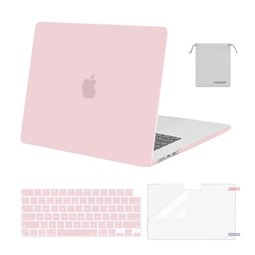 Image of MOSISO Compatible with MacBook Air 15 inch Case M4 M3 M2 2025 2024 2023 Release A3241 A3114 A2941 with Touch ID, Plastic Hard Shell Case&Keyboard Cover&Screen Protector&Storage Bag, Baby Pink