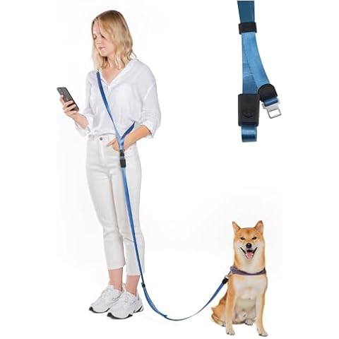 SVD.PET 4-in-1 Hands Free Dog Leash, Versatile Crossbody Dog Leash with Easy Release Buckle, Easy Adjust Waist Dog Leash to Fit Your Body and Waist for Walking, and Running Your Dog (Navy Blue) Cover