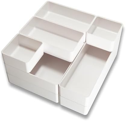 Lot De 10 Organiseurs De Tiroir Transparents Empilables STORi SimpleSort - Tailles Variées Pour Maquillage, Bureau, Rangement - Fabriqué Aux USA