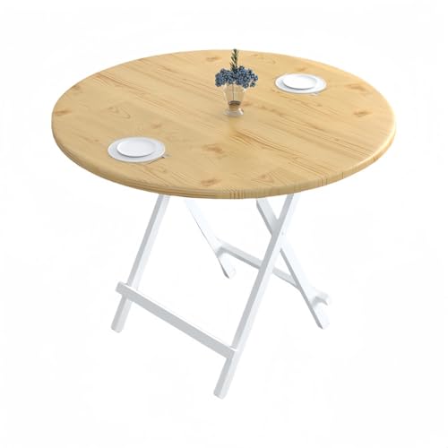 Jifocelt 折畳みテーブル 丸 ダイニングテーブル 折り畳み リビングテーブル 木製 食卓テーブル 丸 テーブル 組み立て不要 お手入れ簡単 省スペース 2/3/4人用 キッチン/レストラン/アウトドア/キャンプ (原木目,70*70*73cm)