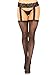 Leg Avenue Women's Sheer Stockings with Attached Lace Garter Belt, Black Backseam, One Size