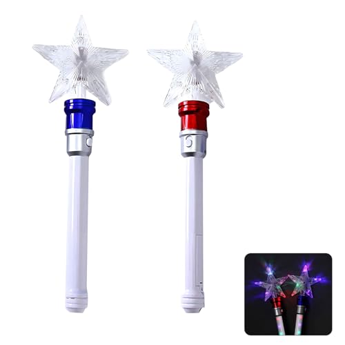 1 Pair Light Up LED Wand Star Light Flashing Wands, Magic Wand Rotating Toy for Girls and Boys, Colorful Flashing LED Lights