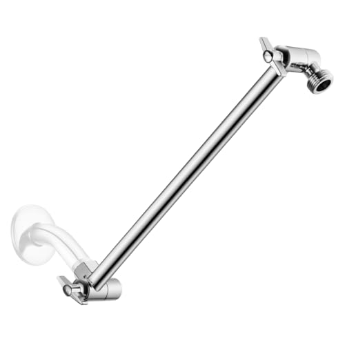 11 Inch Adjustable Shower Head Extension Arm With Locking Set Screw, Singing Rain 304 Stainless Steel Chrome Angle Height Adjustable, Easy Install, G1/2 Universal Connector Compatible (Chrome Finish)