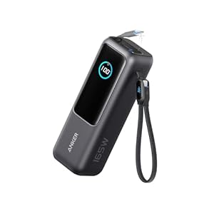 Anker Power Bank  合計最大165W出力対応モバイルバッテリー （25000mAh, Built-In & 巻取り式USB-Cケーブル） 8,990円送料無料！