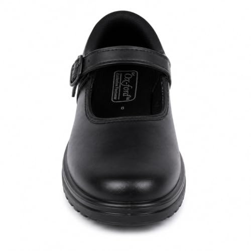 Image of Girls Black School Shoes with Adjustable Strap & Non-Slip Sole