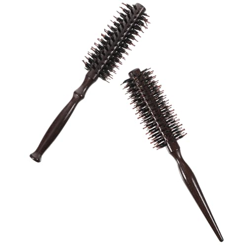 SILENRADAWN 2個 木製ハンドル猪毛ヘアブラシ 髪のスリング 頭皮 用 静 防止で髪サラサラ メンズ レディース対応 美髪ケアコーム